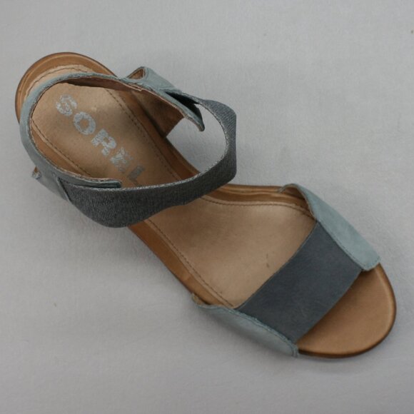 Sorel Ladies 7.5 Nadia Blue Elastic Sandals Slingback Shoes Heels - NL3614-050 - Picture 7 of 12